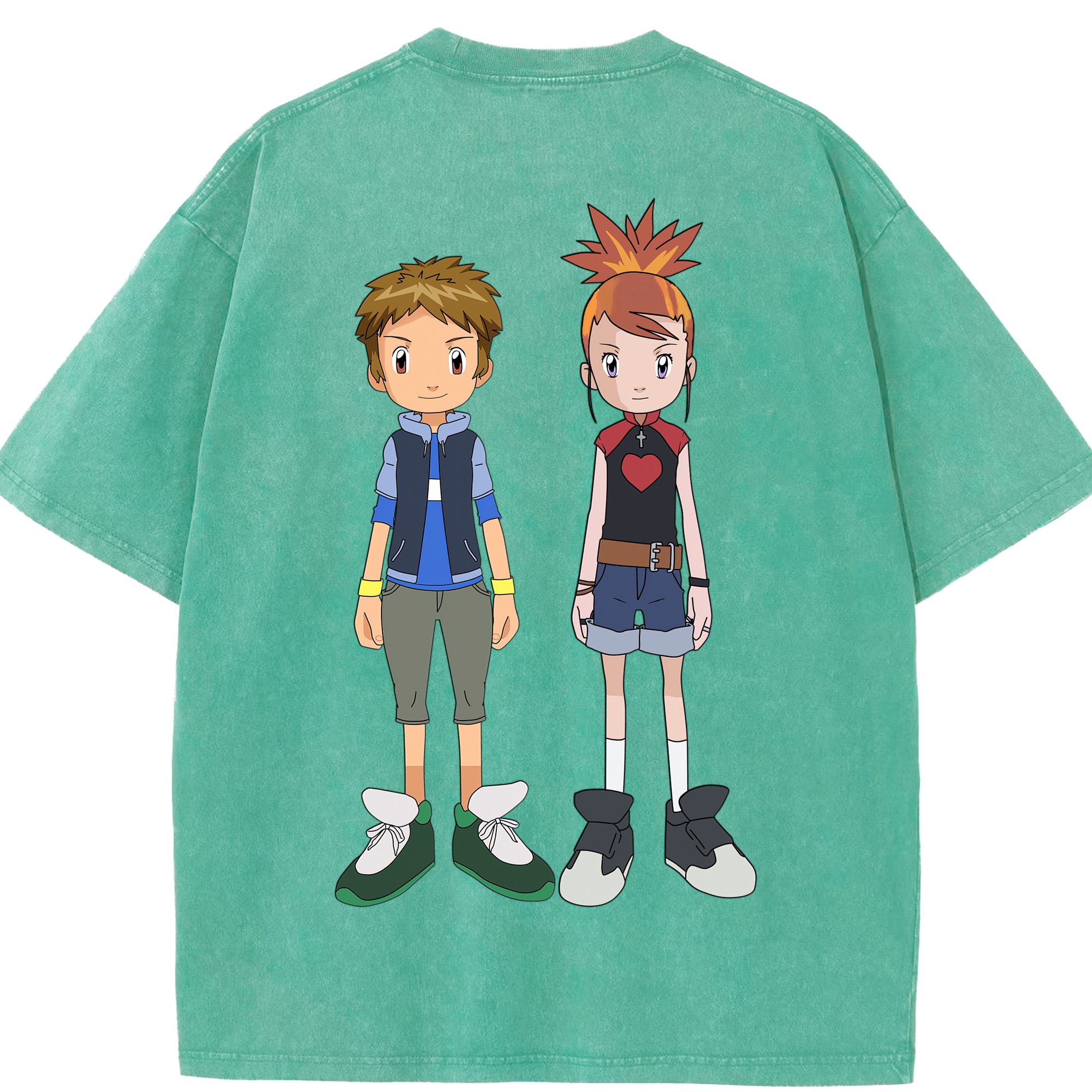 （画像用） Digimon デジタルモンスター/デジモン 綿100% ヴィンテージ風 半袖Tシャツ（背面プリント）